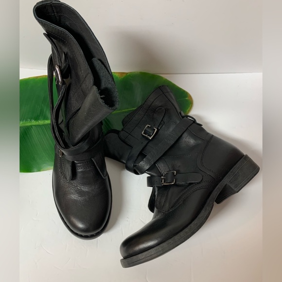 diba true Shoes - Diba True Black Moto Combat Leather Boots Size 6.5